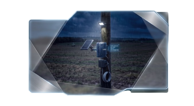 Pluviómetro inteligente instalado en el campo